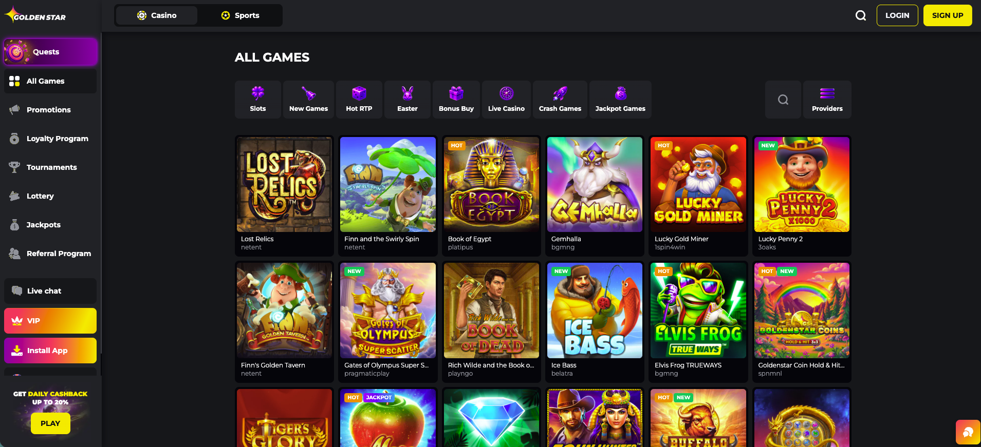Goldenstar Casino screenshot