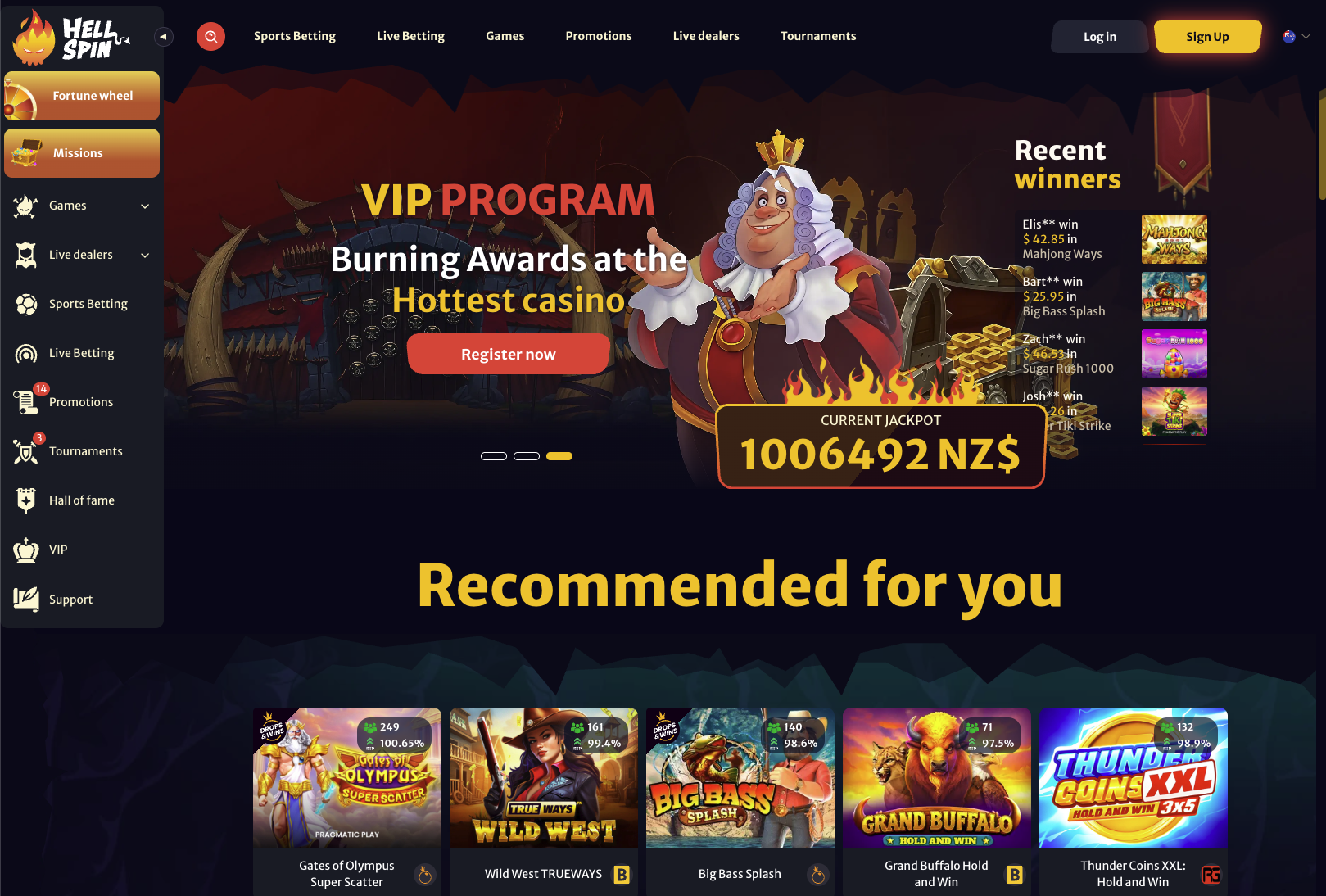 Hellspin Casino screenshot