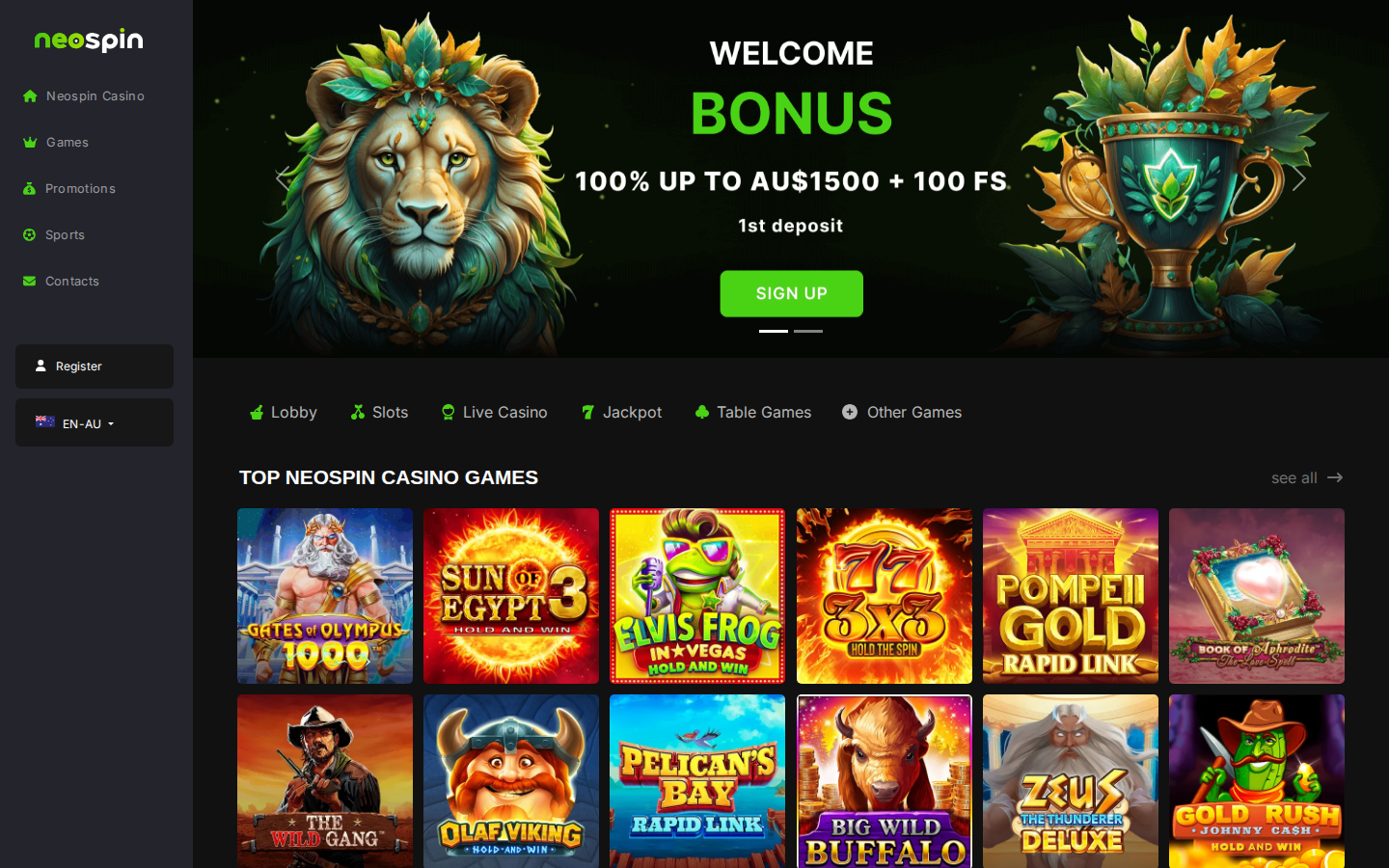 Neospin Casino screenshot
