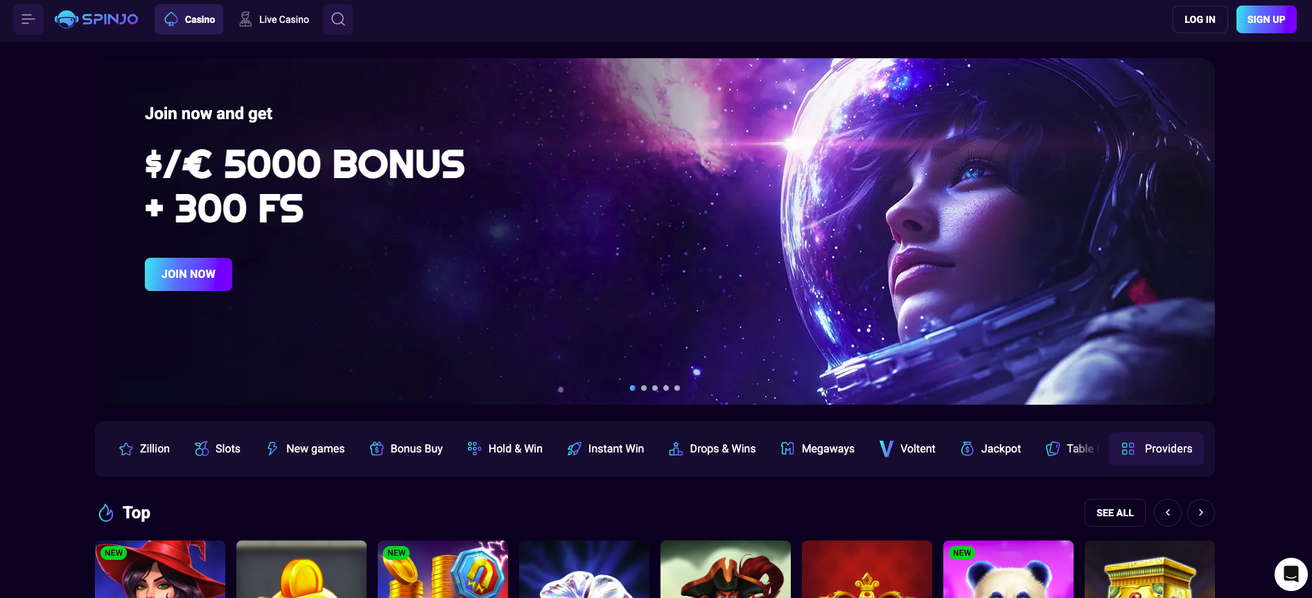 Spinjo Casino screenshot